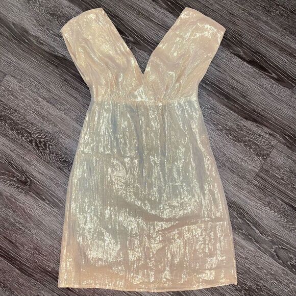Loeffler Randall gold metallic silk cocktail dress - Picture 6 of 10